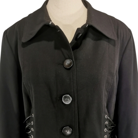 Pamela McCoy Lace Up Long Coat Corset Gothic *Flaw Size M - Picture 3 of 12